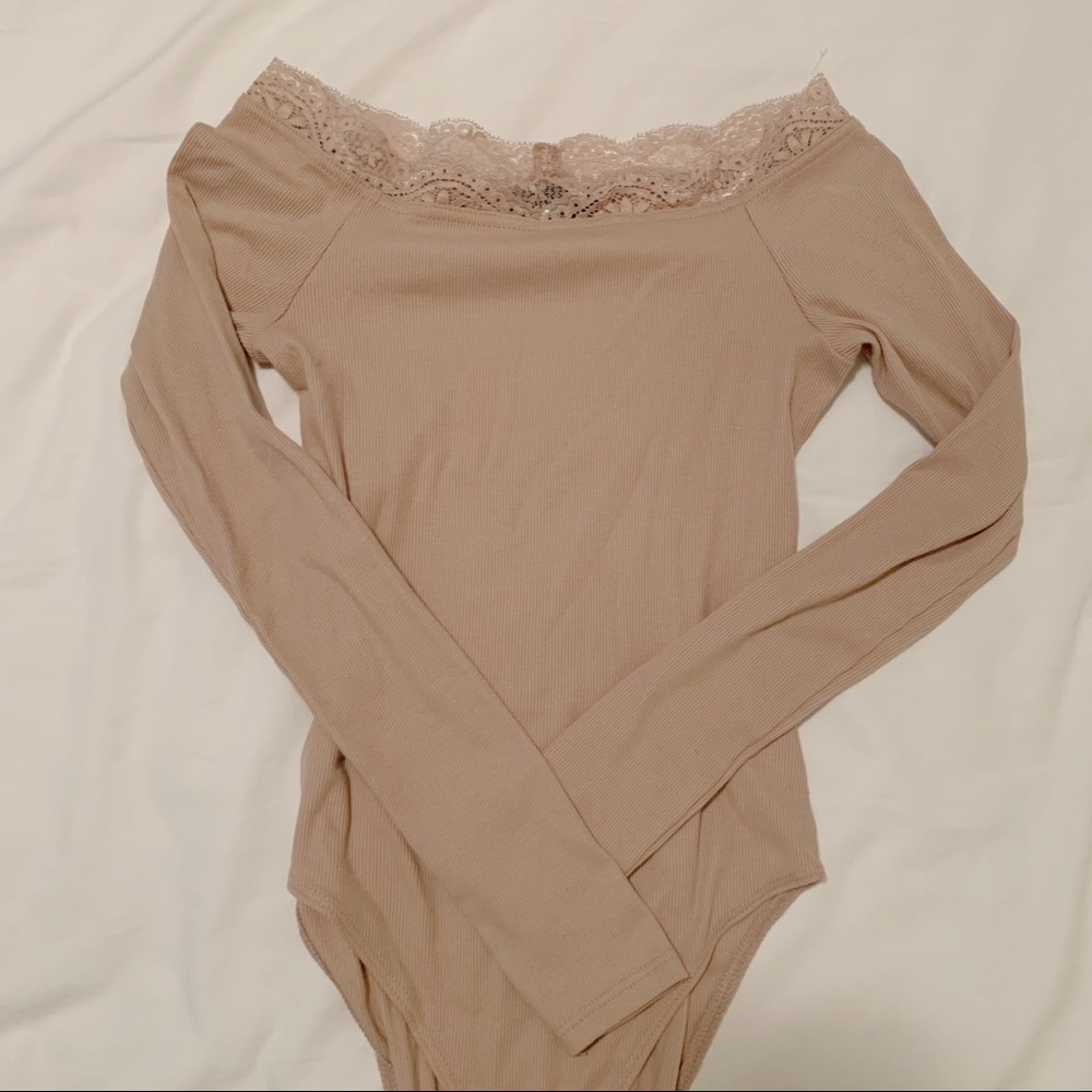 Muted Pink Long Sleeve Lace Bodysuit